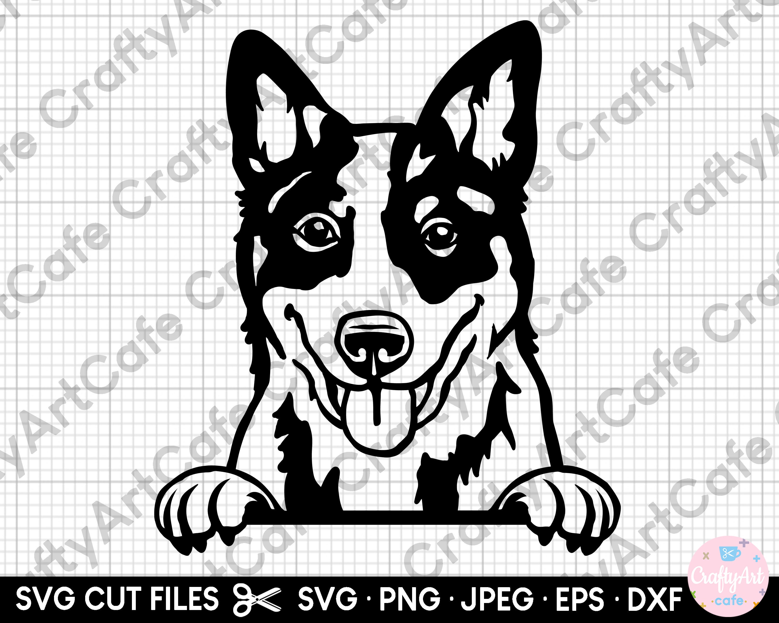 Blue Heeler Peeking Svg Cricut Cutting Cut File Png Eps Dxf Jpeg