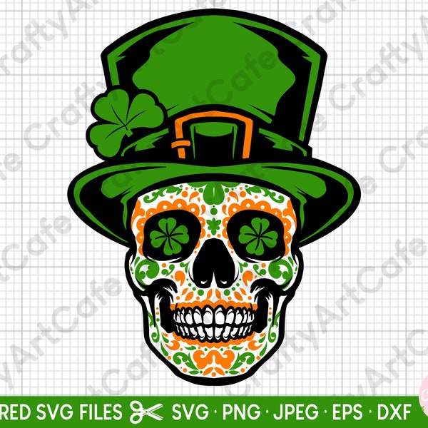 sugar skull svg png st. patrick's day svg for cricut st. patrick's day png sugar skull svg sugar skull png eps dxf jpg commercial use