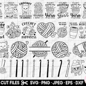 crochet svg bundle cricut cut files free commercial use crochet png bundle crochet eps dxf jpg shirt design bundle vector clipart crochet