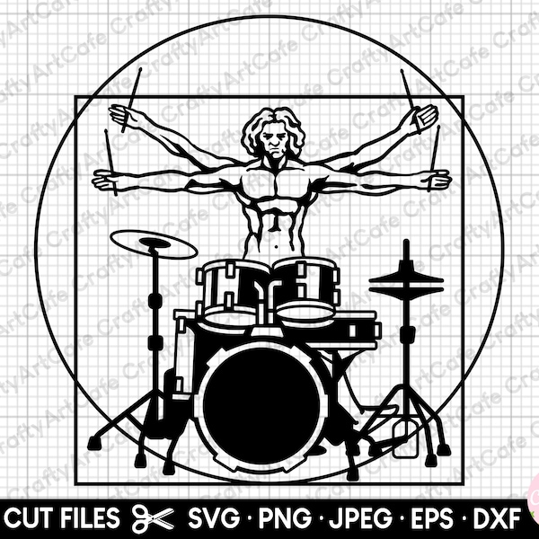 drummer svg drummer png drummer svg cricut shirt vitruvian drummer svg png davinci drummer svg png clipart vector commercial use