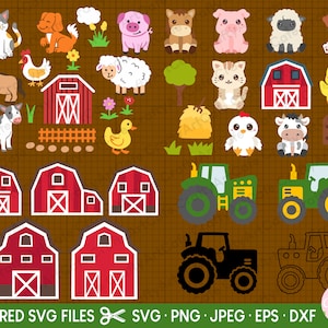 Bundle animaux de la ferme svg animaux de la ferme png fichiers svg ferme cricut tracteur svg poulet svg grange svg mouton svg vache svg usage commercial