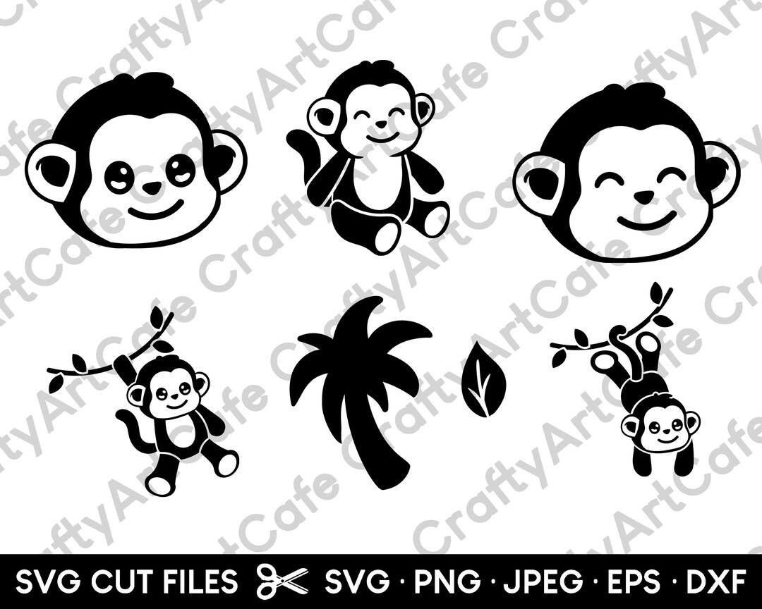 Monkey Svg Cut File Cutting File Monkey Svg Bundle Baby Monkeys ...