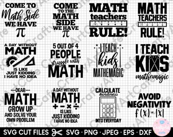 math teacher svg bundle for cricut for shirts svg png cut files math teachers rule svg, a day without math, 5 out of 4 people