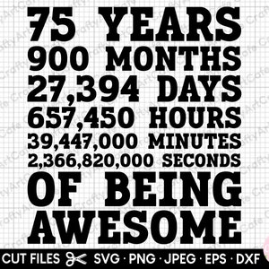 75th birthday svg 75 years old svg 75th birthday png