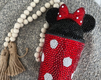 Disney Inspired, Minnie Mouse Inspired, Disney Gift, bling tumbler, birthday gift, rhinestones bling Minnie Mouse tumbler, Christmas gift