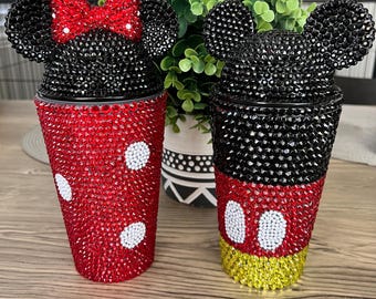 Mickey Mouse Tumbler, Disney, Minnie Mouse, Cup. Rhinestones. Christmas Gifts. Birthday gift. Bling tumbler.