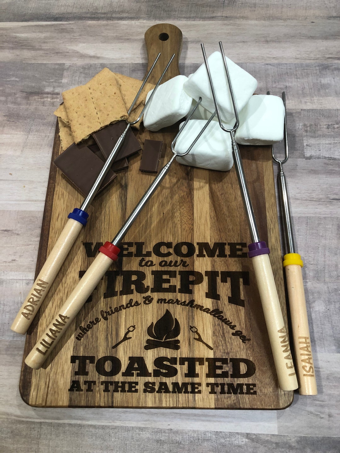 Personalized Marshmallow Roasting Sticks Custom Firepit Etsy