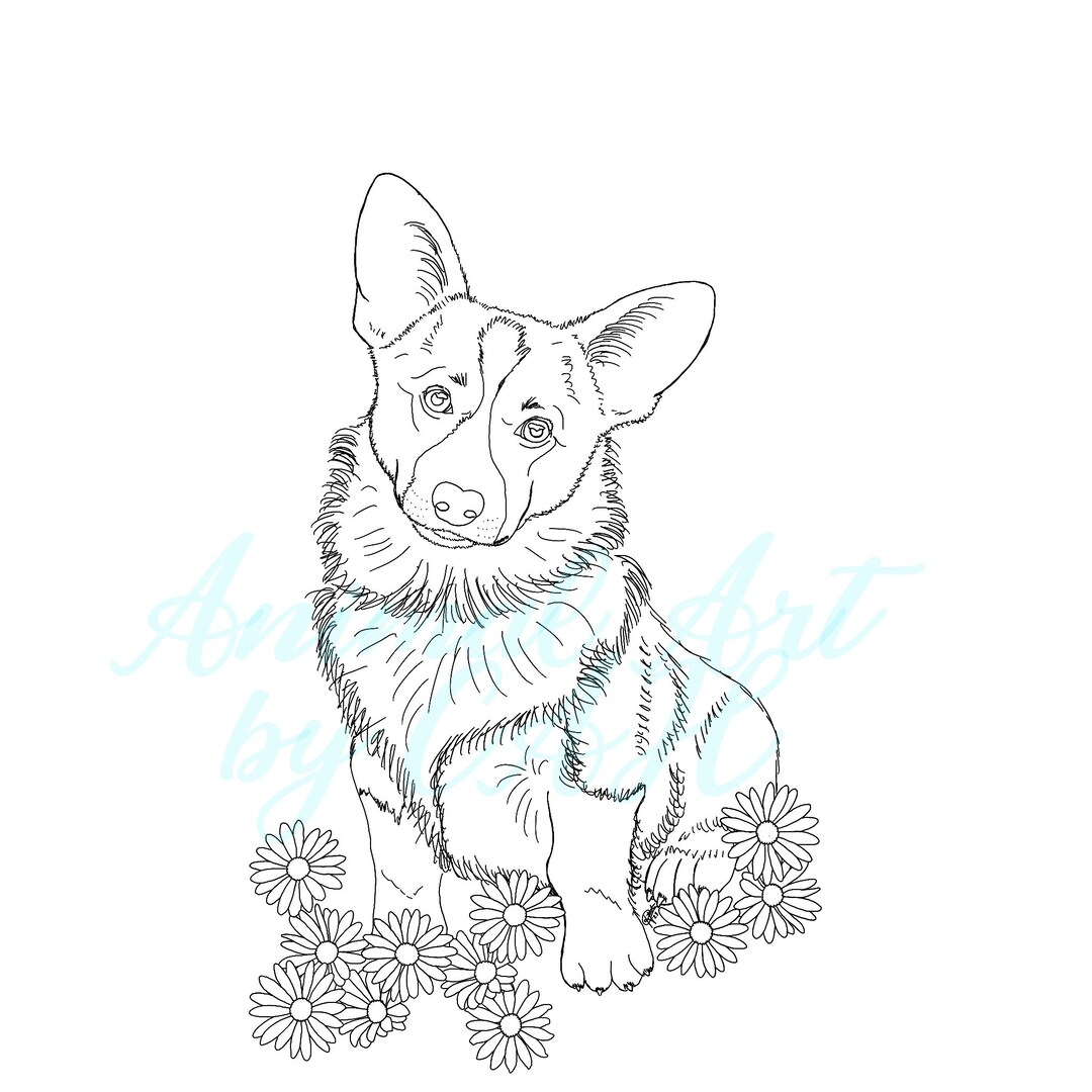 Corgi Dog Coloring Page Digital Download - Etsy