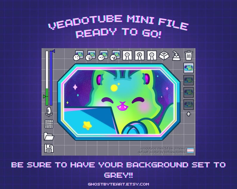 Alien Cat emotes vtuber pngtuber green kitty kawaii space anime chibi cartoon cat twitch streaming gamer girl