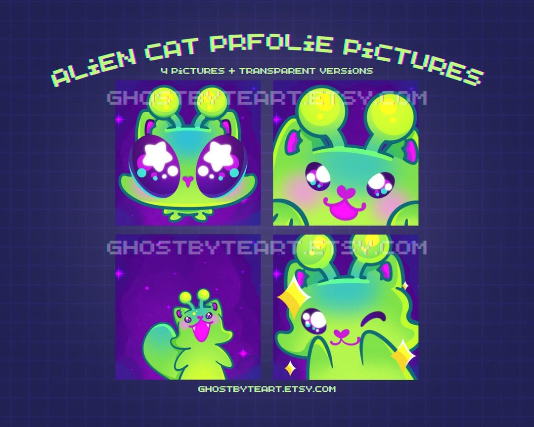 Alien Cat Profile Pictures! Four Icons for Gamers Streaming on Twitch ...