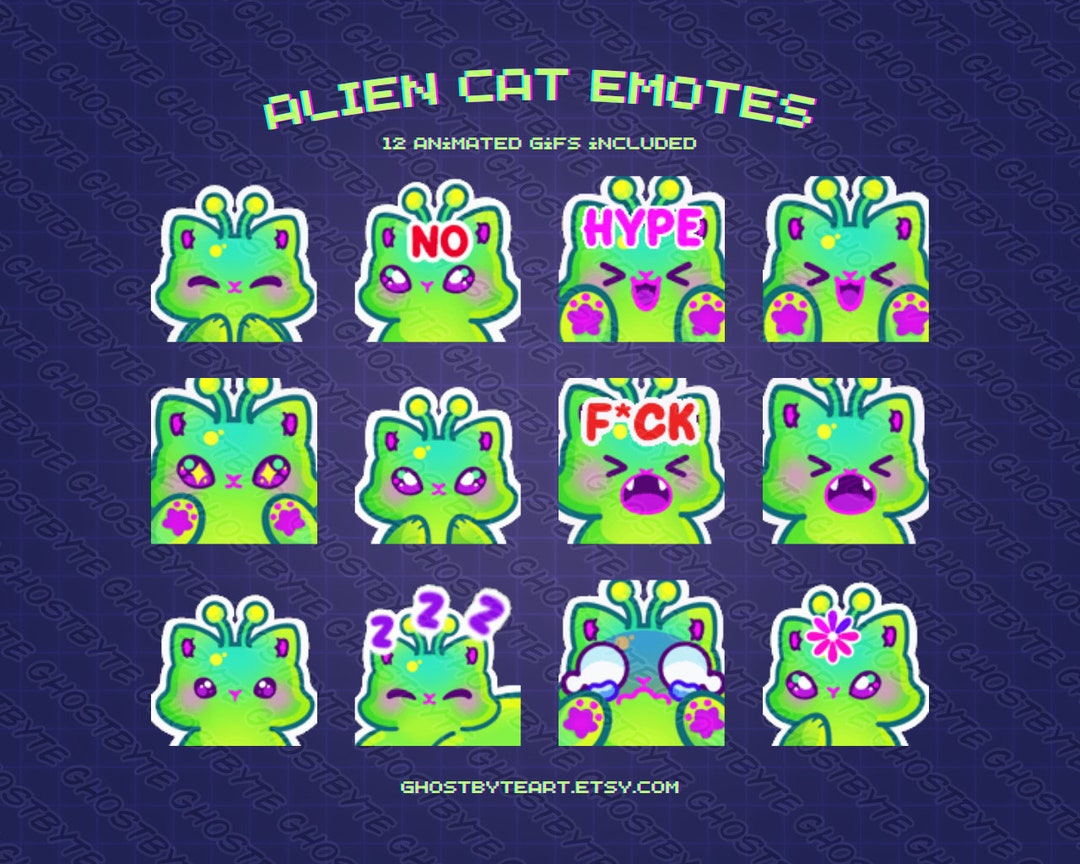 Alien Cat Emotes, Glorp Emotes, Gamer Girl Emotes for Streaming - Etsy