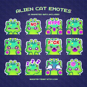 Alien Cat Emotes: Gamer Girl Livestreaming Emotes (Digitaler Download)
