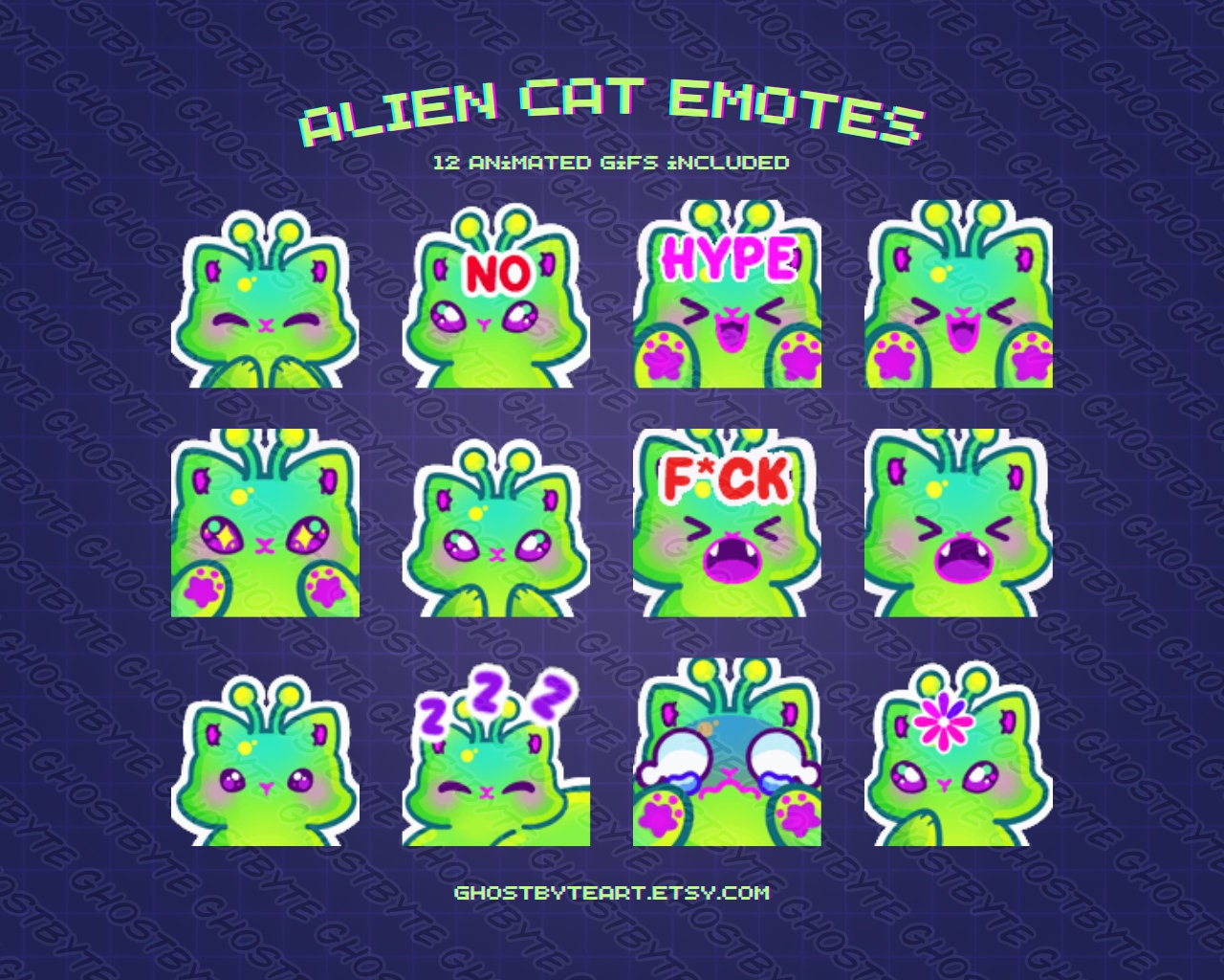 Alien Cat Emotes: Gamer Girl Streaming Emotes (digital Download) - Etsy