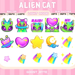 Paquete de gestos de gato alienígena / Insignias de suscripción / Twitch / Discord / YouTube