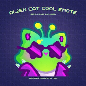 Cooles Kitty Alien Katzen Emote | Gamer Girl Emotes zum Streamen
