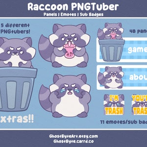 Waschbär PNGTuber, Panels, Emotes & Sendeplan | Livestream Paket für Twitch!