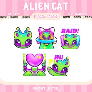 Alien Cat Emote Pack | Sub Badges | Twitch | Discord | Youtube | Streaming