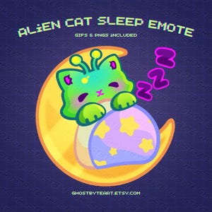 Schlafende Alien Katze Emote: Gamer Girl Piercing (PNGs und GIF)