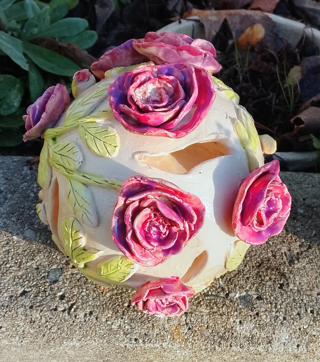 Ceramic Light Ball Roses Handmade Unique - Etsy