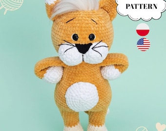 Crochet Cat Pattern PDF, Easy Amigurumi Kitten Tutorial Beginner, DIY Stuffed Plush Cat Toy Instant Download, Amigurumi Pattern Cat