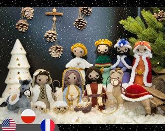 PDF crochet Nativity Scene Pattern Amigurumi Christmas Set DIY, Easy Step-by-Step Tutorial, Handmade Manger Decor, Digital Download