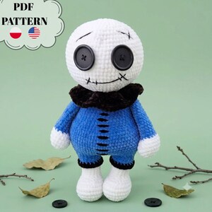 Gehaakt skeletpatroon pdf, griezelige amigurumi-skelet-tutorial, leuk gotisch halloweendecor, DIY beweegbaar skeletspeelgoed, gemakkelijk griezelig knutselen