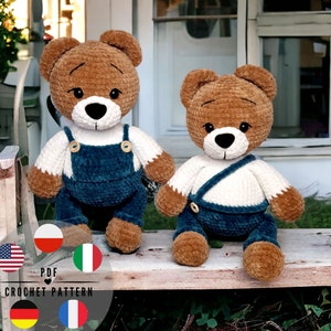 DIY Crochet bear PATTERN PDF, Easy to crochet, amigurumi teddy bear pattern, plushie pattern