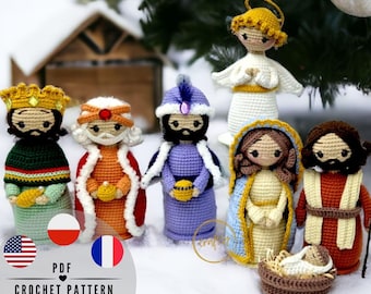 PDF Nativity Crochet bundle Pattern, christmas Mini Amigurumi Mary, Joseph, Jesus, Three Wise Men, Gasper, Melchior Balthasar, Angel