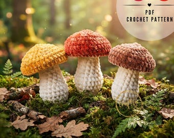 Crochet Mushroom Pattern PDF, Amigurumi Mushroom Tutorial, Cottagecore Fairy Garden Decor, Easy Stuffed Toy DIY