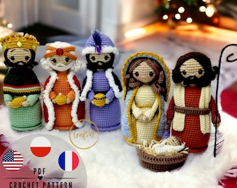 PDF Nativity Crochet bundle Pattern, christmas Mini Amigurumi Mary, Joseph, Jesus, Three Wise Men, Gasper, Melchior Balthasar Decorations
