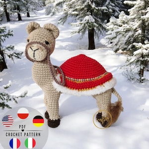 Patrón de ganchillo de camello, amigurumi de belén en PDF, tutorial de ganchillo navideño, juguete de peluche de animal del desierto, regalo navideño hecho a mano