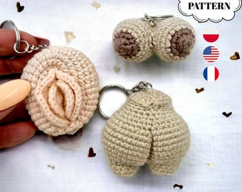Mini Crochet Keychain Pattern: Female Anatomy Set (PDF Pattern)