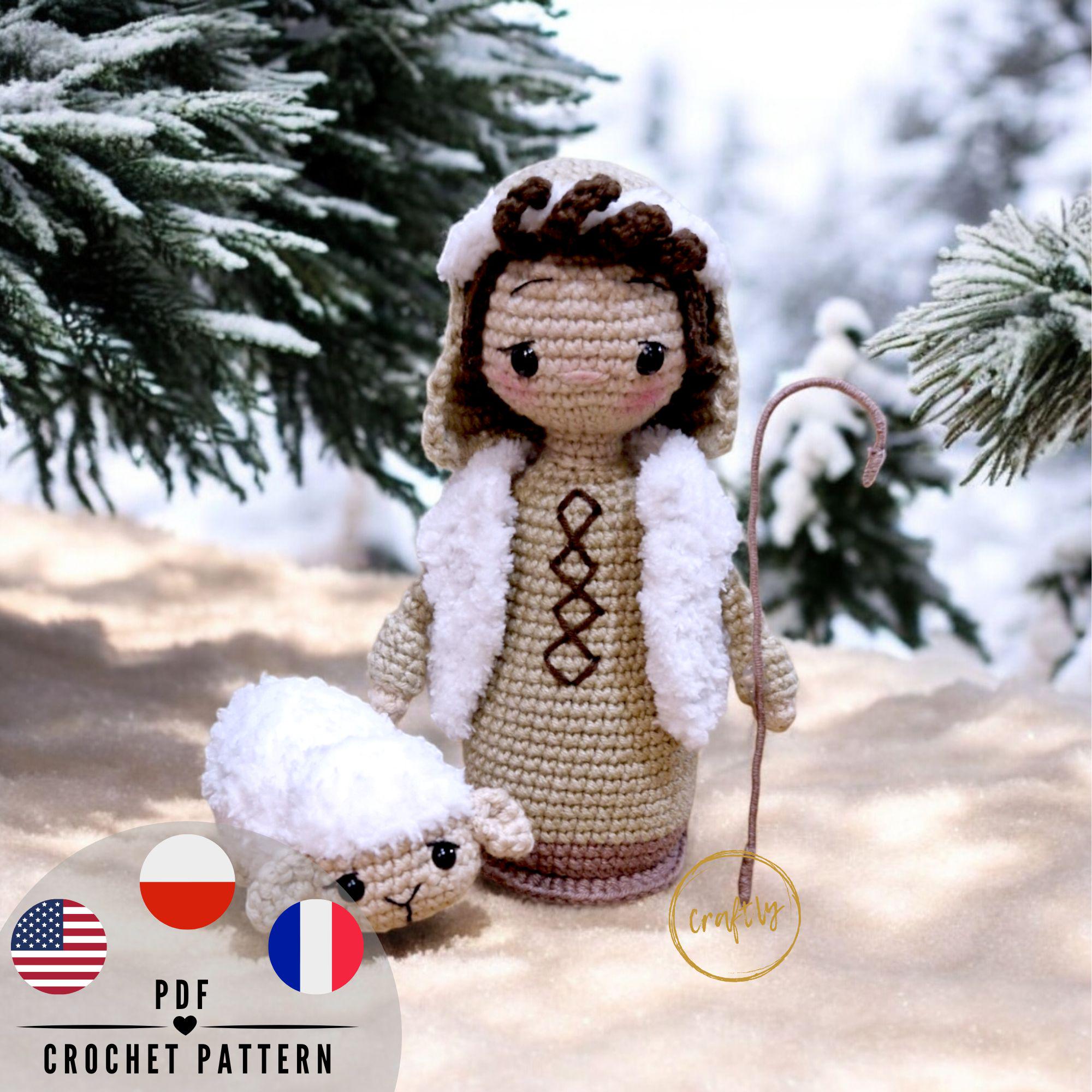 PDF Shepherd with sheep for nativity scene Christmas pattern, CraftlyPattern