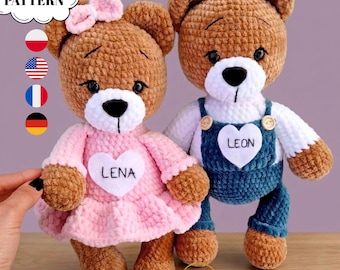 Crochet Bear Pattern Amigurumi, Teddy Bear Pattern PDF, Crochet Patterns for Boy and Girl, Baby Shower Gift DIY, Stuffed Animal Tutorial