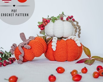 PDF PUMPKINS crochet pattern Amigurumi / English Tutorial / Instant download /Fall decoration for home / Easy crochet pattern for beginners