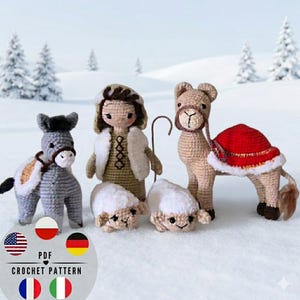 Nativity Scene Crochet Pattern: Shepherd, Sheep, Camel & Donkey (PDF), Instant download, US Terms