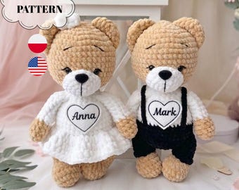 Crochet Wedding Bears Amigurumi Pattern, Bride and Groom Teddy Bear PDF Tutorial, Marriage Gift Idea, Anniversary Keepsake, Whimsical Decor