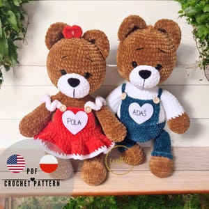 PDF TEDDY BEAR Emma and Leon crochet pattern, amigurumi crochet pattern, CraftlyPattern
