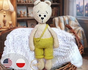 Crochet Bear Pattern PDF, Beginner Friendly Amigurumi Teddy Bear Tutorial, Cute Stuffed Animal Plushie, DIY Baby Shower Toy