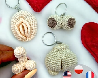 PDF Mini female and male organs keychains crochet patterns, vagina, breast, butt, penis crochet pattern, Valentine's gift, CraftlyPattern
