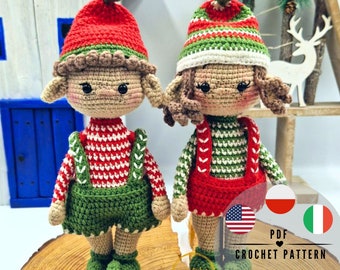 Crochet Elf Pattern Set PDF – Boy & Girl Amigurumi Elves, Christmas Crochet Pattern, Holiday Decor, DIY Gift Idea