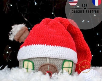 Christmas House Crochet Pattern PDF, Amigurumi Holiday Cottage, Gingerbread House Crochet, Xmas Decor, Easy DIY Pattern