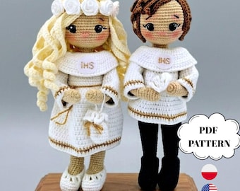 First Communion Dolls Crochet Pattern: Boy and Girl Amigurumi (PDF)