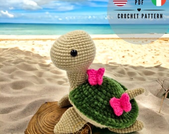 PDF TURTLE crochet pattern, amigurumi turtle crochet pattern, English, Italiano, Polish, CraftlyPattern