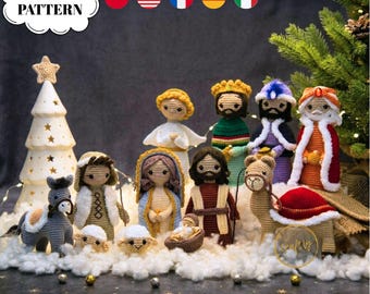 Crochet Nativity Scene Pattern | Amigurumi Nativity Set PDF | Christmas Holy Family Crochet Tutorial, Manger Scene DIY Holiday Decor