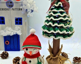Snowman and Christmas Tree Crochet Pattern Bundle (PDF)
