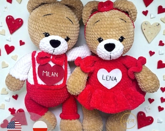 Valentine Bear crochet pattern - Couple Amigurumi (PDF Pattern)