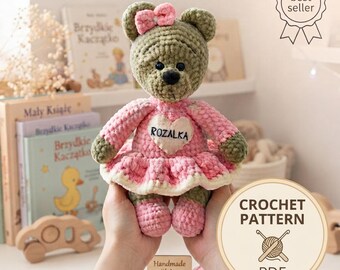 Crochet Bear Pattern PDF, Amigurumi Bear in Dress Tutorial, Cute Heirloom Toy DIY, Easy Stuffed Animal Crochet Pattern