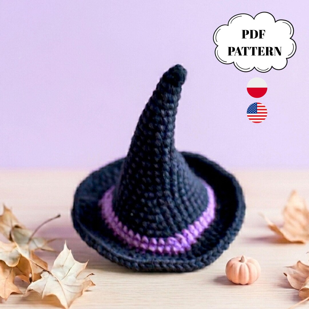 Mini Crochet Witch Hat Pattern PDF | Halloween Amigurumi Accessory ...