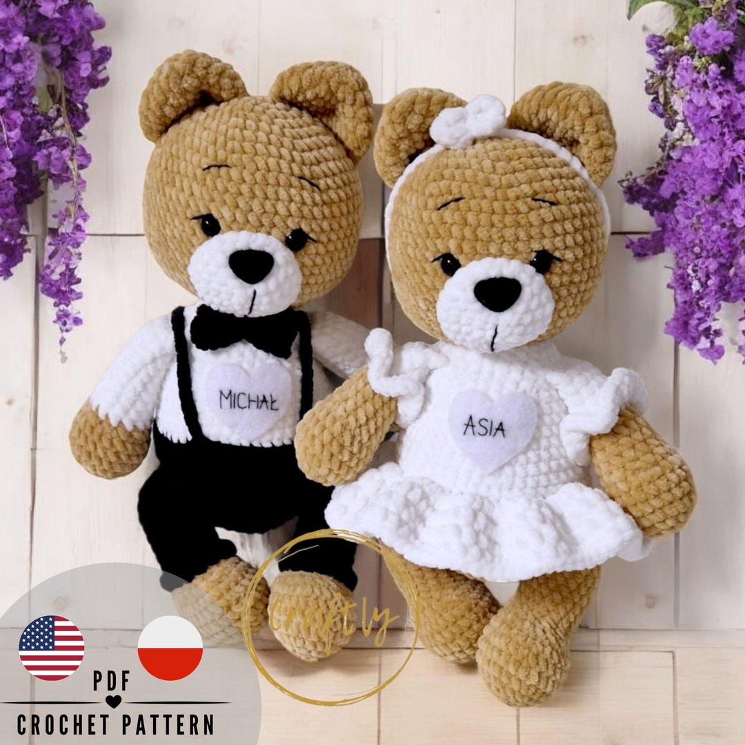 PDF Bride and Groom the TEDDY BEAR Crochet Pattern, Amigurumi Crochet Pattern, Craftlypattern